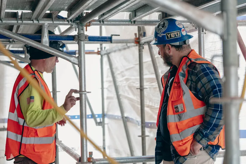 Walking the scaffold before the next lift
